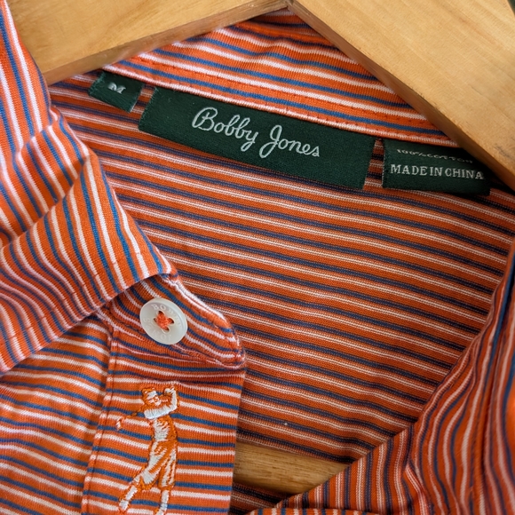 Bobby Jones Other - Bobby Jones Orange and Blue Striped Polo Shirt